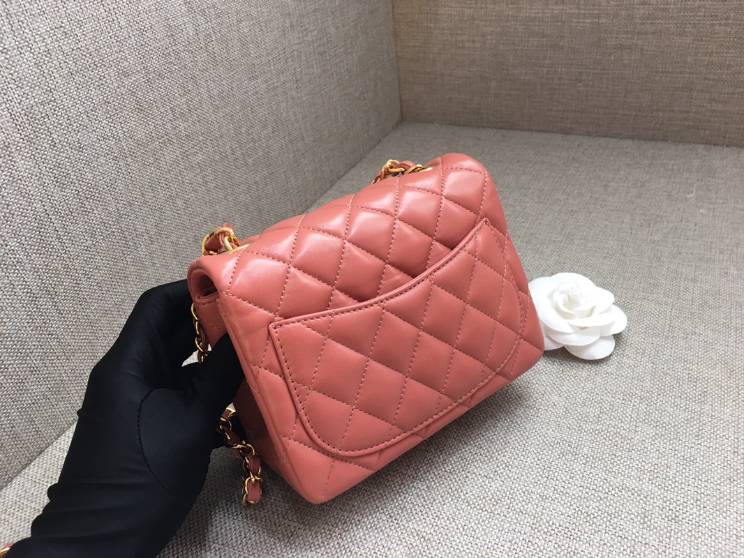 Mini Classic Flap Lambskin Bag A01115 Cream Pink/Gold